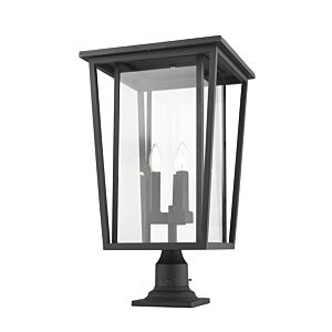 Z-Lite Seoul 3-Light Outdoor Pier Mounted Fixture Light In Black