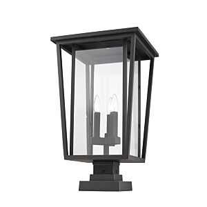 Z-Lite Seoul 3-Light Outdoor Pier Mounted Fixture Light In Oil Rubbed Bronze