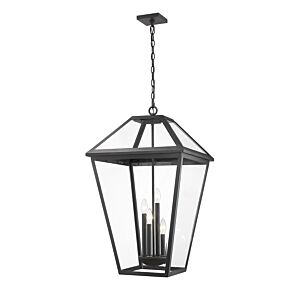 Z-Lite Talbot 4-Light Outdoor Chain Mount Ceiling Fixture Light In Black