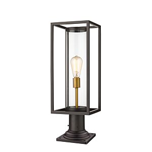 Z-Lite Dunbroch 1-Light Outdoor Pier Mounted Fixture Light In Deep Bronze With Outdoor Brass