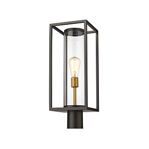 Z-Lite Dunbroch 1-Light Outdoor Post Mount Fixture Light In Deep Bronze With Outdoor Brass