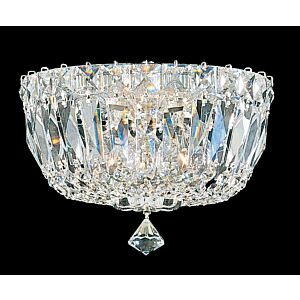 Petit Crystal Deluxe Three Light Flush Mount in Silver by Schonbek