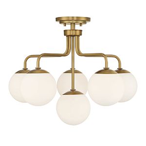 Marco Six Light SemiFlush Mount in Warm Brass by Savoy House