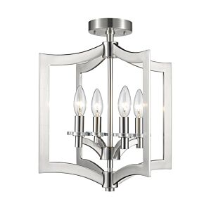 Z-Lite Zander 4-Light Semi Flush Mount Ceiling Light In Brushed Nickel