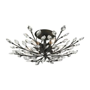 Crystal Branches 6-Light Semi-Flush Mount in Burnt Bronze