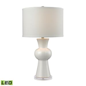 White Ceramic 1-Light LED Table Lamp in Gloss White