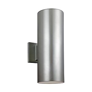 Outdoor Cylinders 2-Light Outdoor Wall Lantern in Painted Brushed Nickel