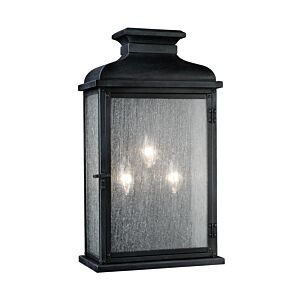 Pediment Three Light Lantern in Dark Weathered Zinc by Visual Comfort Studio