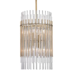 Wallis Eight Light Pendant in Aged Brass by Hudson Valley