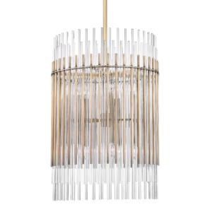 Wallis Ten Light Pendant in Aged Brass by Hudson Valley