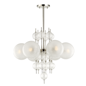 Calypso Six Light Chandelier in Polished Nickel by Hudson Valley