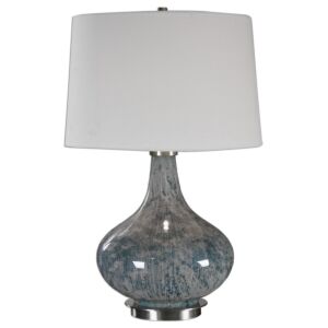 Celinda 1-Light Table Lamp in Blue Gray, Brushed Brass