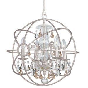 Solaris Four Light Mini Chandelier in Olde Silver by Crystorama