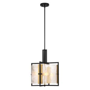 Hayward Three Light Pendant in Matte Blackith Warm Brass Accents by Savoy House