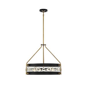 Edina 4-Light Pendant in Matte Black with Warm Brass Accents