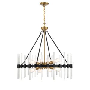 Santiago Eight Light Pendant in Matte Blackith Warm Brass Accents by Savoy House