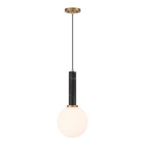 Callaway One Light Pendant in Black Marbleith Warm Brass by Savoy House