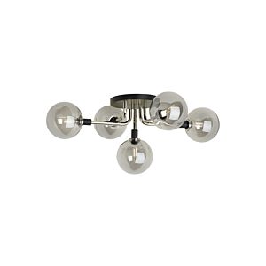 Visual Comfort Modern Viaggio 22" Ceiling Light in Smoke/Polished Nickel