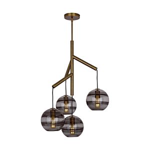 Tech Sedona Contemporary Chandelier in Aged Brass and Transparent Smoke