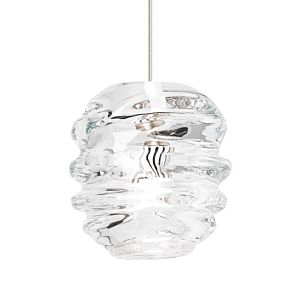 Visual Comfort Modern Audra 3000K LED 6" Pendant Light in Satin Nickel and Clear