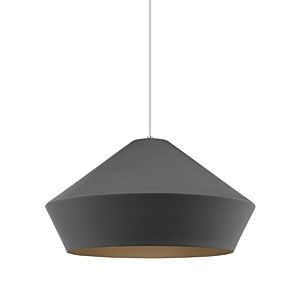 Visual Comfort Modern Brummel 2700K LED 11" Pendant Light in Satin Nickel and Charcoal Gray