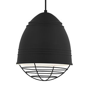 Tech Loft 2700K LED 15 Inch Pendant Light in Rubberized Black with White Interior