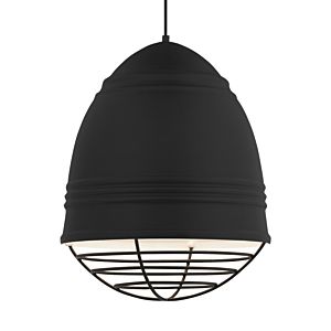 Visual Comfort Modern Loft 3-Light 2700K LED 17" Pendant Light in Rubberized Black with White Interior