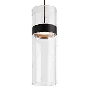 Visual Comfort Modern Manette 3000K LED 16" Pendant Light in Black/Black and Clear Glass