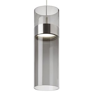 Visual Comfort Modern Manette 3000K LED 16" Pendant Light in Satin Nickel and Transparent Smoke Glass