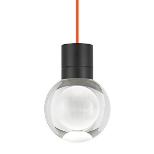 Tech Mina 3000K LED 5 Inch Pendant Light in Black and Clear