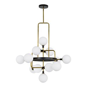 Visual Comfort Modern Viaggio 12-Light 3000K LED Chandelier in Opal/Brass