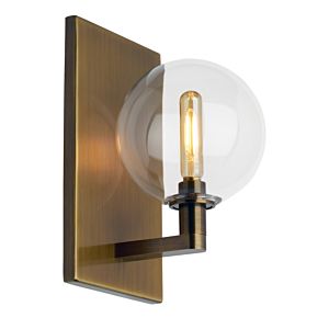 Tech Gambit 9 Inch Wall Sconce in Aged Brass and Clear