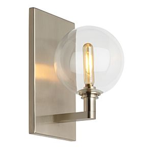 Tech Gambit 9 Inch Wall Sconce in Satin Nickel and Clear