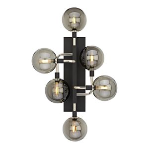 Visual Comfort Modern Viaggio 6-Light 2700K LED 27" Wall Sconce in Smoke/Polished Nickel