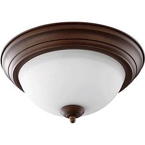 3063 Ceiling Mounts 2-Light Ceiling Mount in Oiled Bronze w with Satin Opal