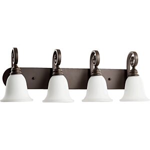 Bryant 4-Light Bathroom Vanity Light in Oiled Bronze w with Satin Opal