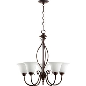 Spencer 5-Light Chandelier in Oiled Bronze w with Satin Opal