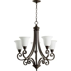 Bryant 5-Light Chandelier in Oiled Bronze w with Satin Opal