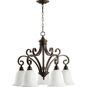 Bryant 5-Light Chandelier in Oiled Bronze w with Satin Opal