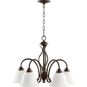 Spencer 5-Light Chandelier in Oiled Bronze w with Satin Opal