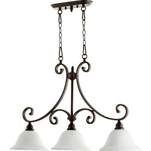 Bryant 3-Light Island Pendant in Oiled Bronze w with Satin Opal