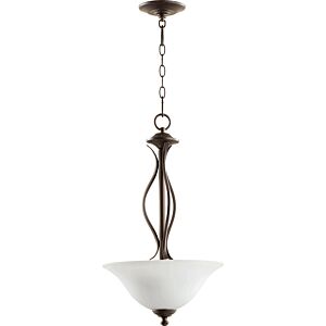 Spencer Three Light Pendant in Oiled Bronze  Satin Opal by Quorum International