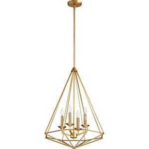 Bennett 4-Light Pendant in Aged Brass