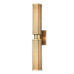 Gibbs Two Light Wall Sconce in Aged Brass by Hudson Valley