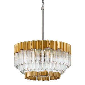 Charisma Five Light Chandelier in Gold Leaf W Polished Stainless by Corbett Lighting