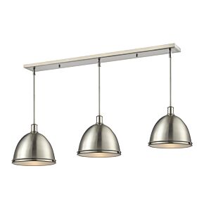 Z-Lite Mason 3-Light Linear Pendant Light In Brushed Nickel