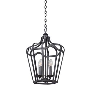 Livingston Four Light Hanging Lantern in Charcoal by Kalco