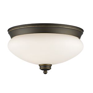 Z-Lite Amon 2-Light Flush Mount Ceiling Light In Olde Bronze