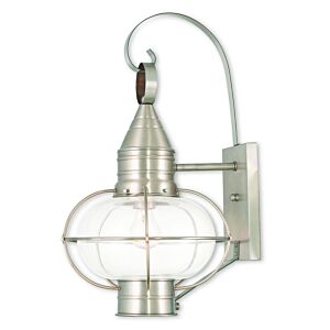 Newburyport 1-Light Outdoor Wall Lantern in Brushed Nickel