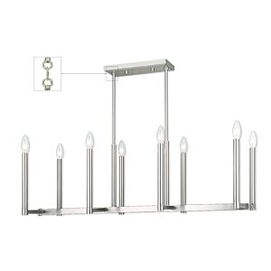 Alpine 8-Light Linear Chandelier in Brushed Nickel